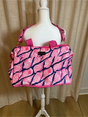 Lilly Pulitzer Pink & Navy Shell-Print Cooler Shoulder Tote